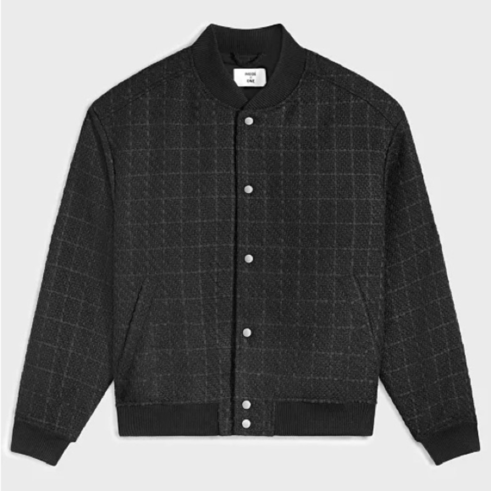 Stylish Black Checkered Bomber Jacket